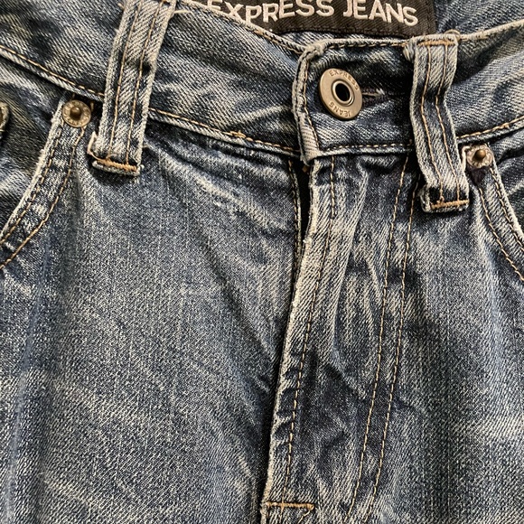 Express Men's loose fit boot cut Blue Jeans 31x32 - Picture 3 of 8